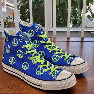 Converse Chuck 70 Hi Unleash Peace Logo 167913C Game Royal/Ghost Green Size 11.5